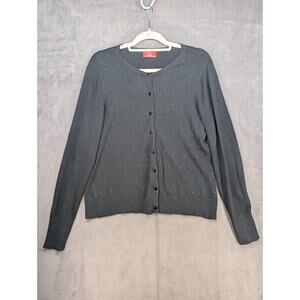 Oscar de la Renta Black Cardigan Beaded Small